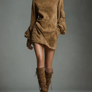 Elira Suede Oversized Mini Dress