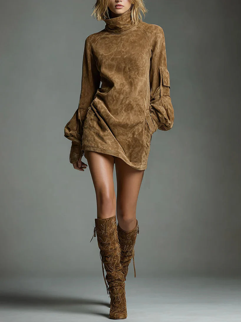 Elira Suede Oversized Mini Dress