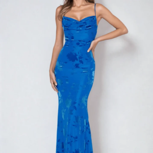 Azzaria – Floral Strap Maxi Dress in Royal Blue